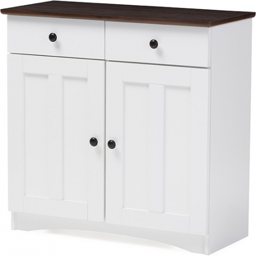 Lauren 2 Door Buffet Cabinet in White & Dark Brown